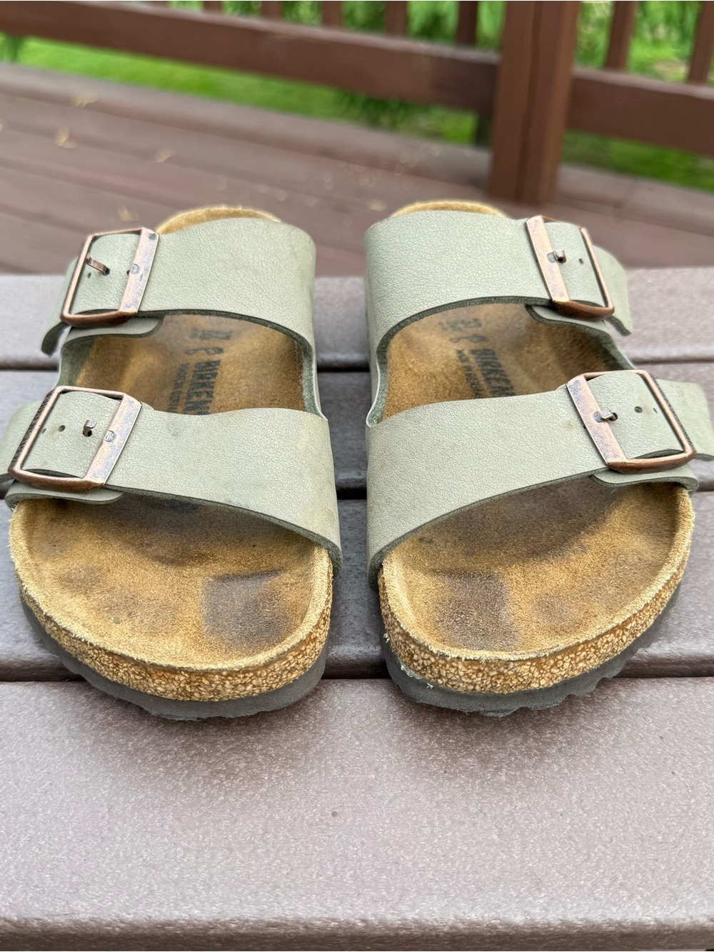 Birkenstock Arizona Double Strap Leather Sandals in Stone Slides Women’s Size 6 - Picture 3 of 5
